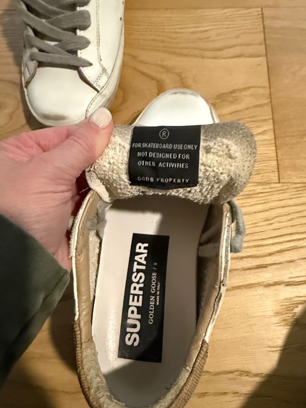 Golden Goose White Leather Sneakers with Gray Star and Laces - Picture 9 of 10